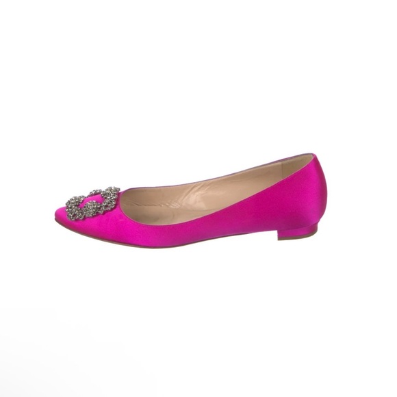 Manolo Blahnik Shoes - Manolo Blahnik pink Satin ballet Flats with embellishments